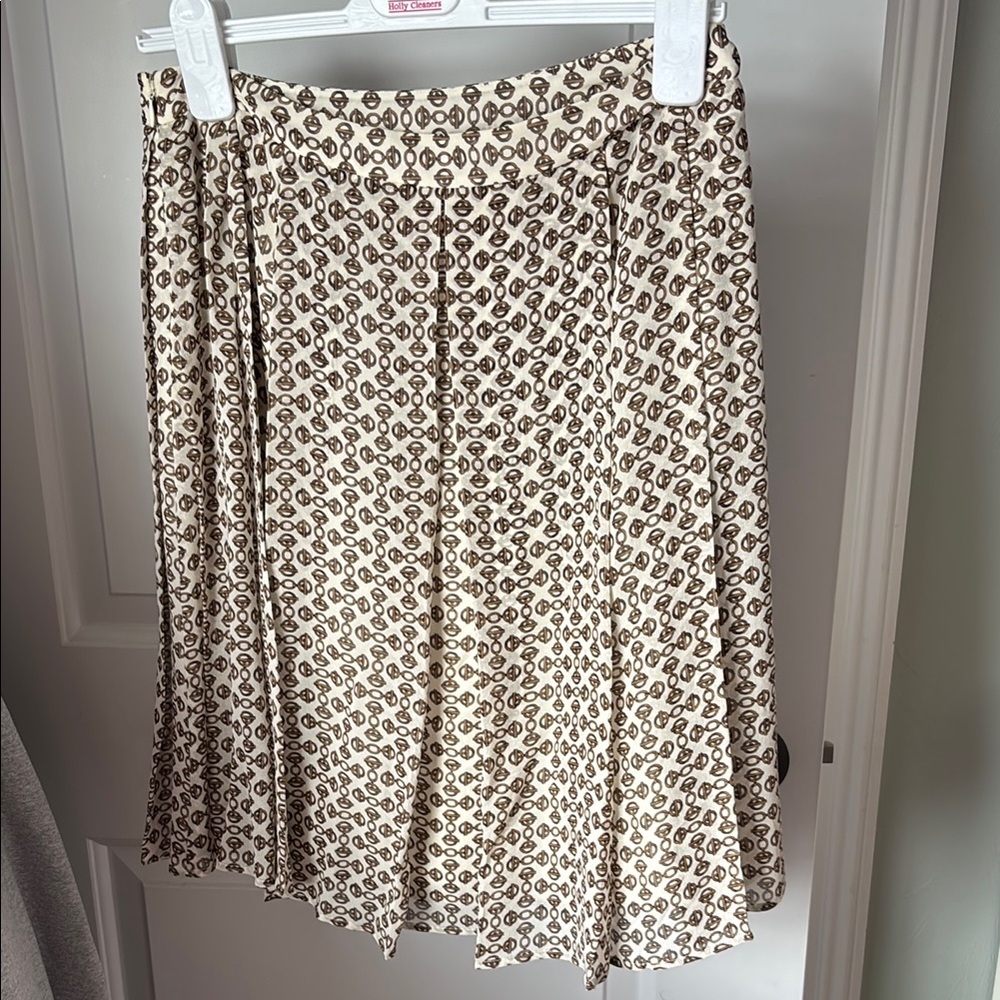 Vintage Tory Burch Cream and Brown Patterned Skirt